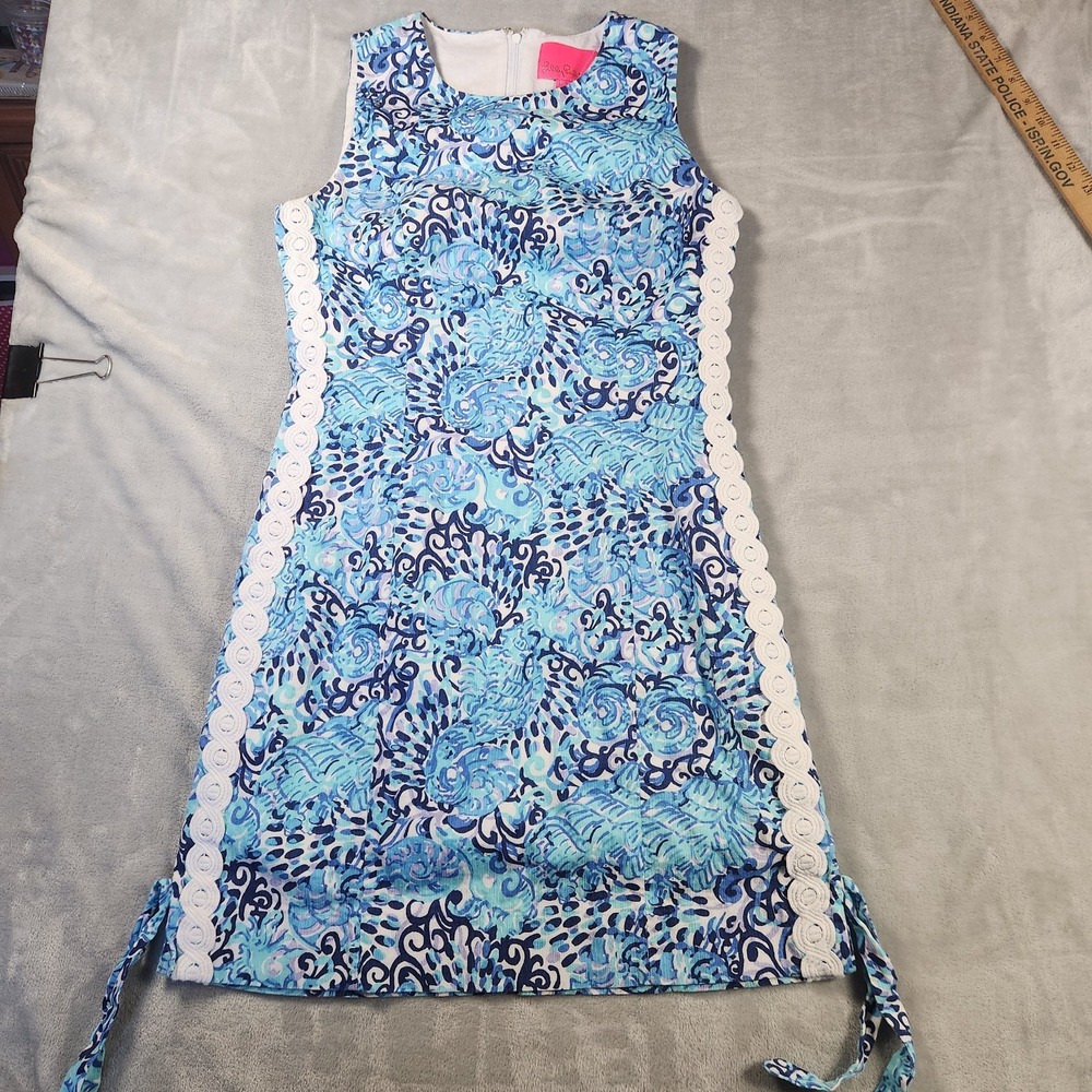 Lilly Pulitzer Mila Stretch Shift‎ Dress Light Aqua Spritz Size 2